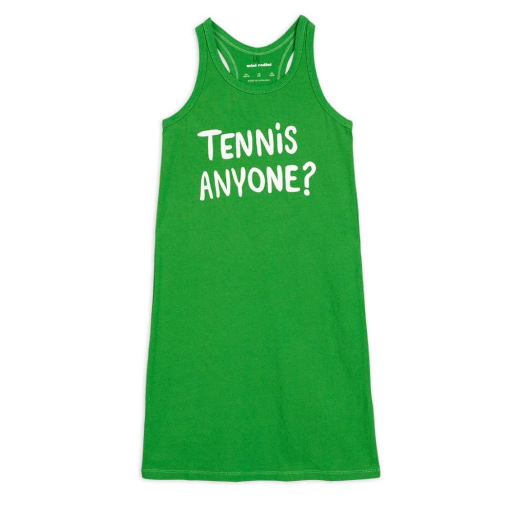 Mini Rodini Girls Green “Tennis Anyone?” Racerback Tank Dress - Size 6-7Y